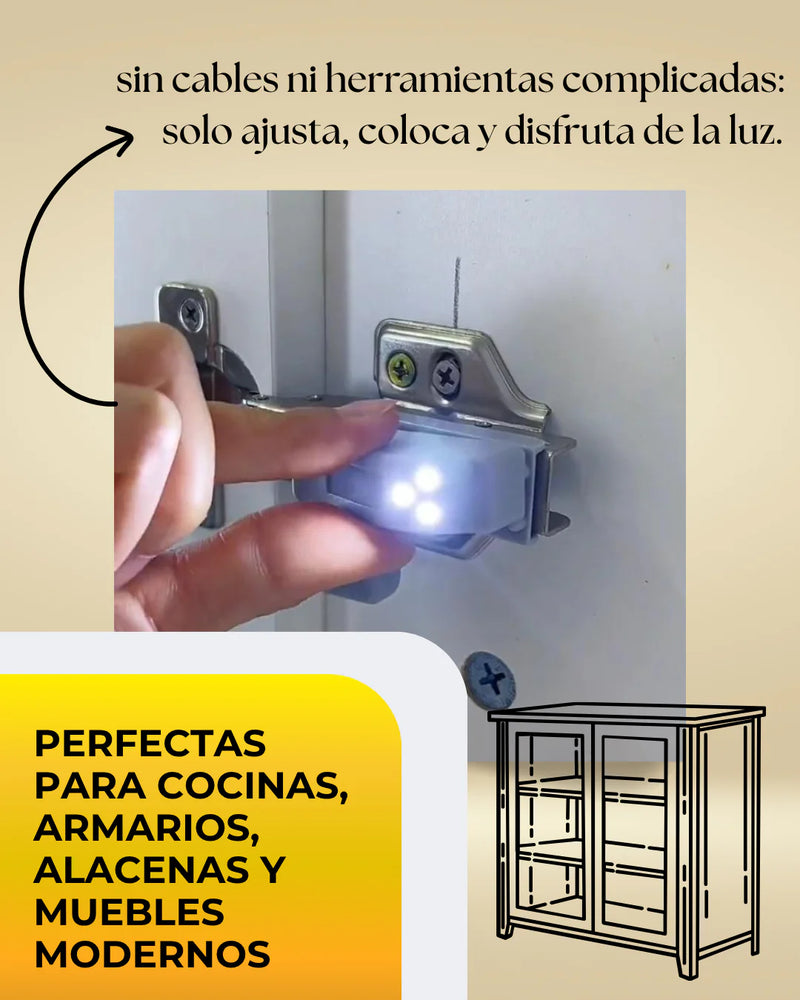💡 Bisagra con Luz LED x2 – Ilumina tus espacios al abrir tus muebles