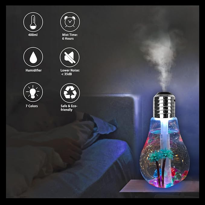 💡 Humidificador Difusor Estilo Bombillo— Ilumina, Aromatiza y Relaja tu Espacio ✨