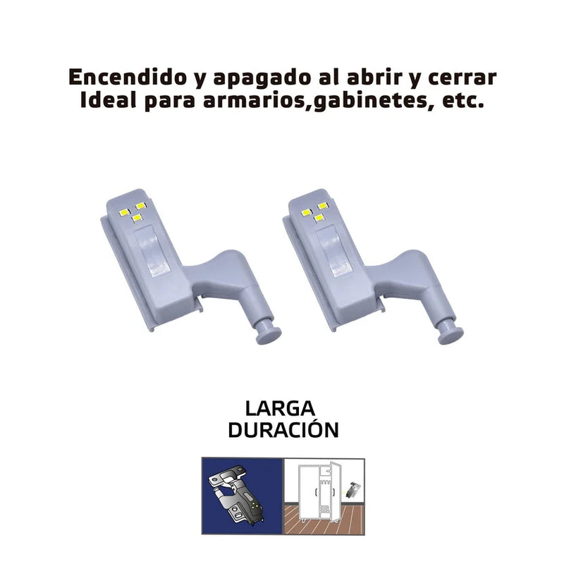 💡 Bisagra con Luz LED x2 – Ilumina tus espacios al abrir tus muebles