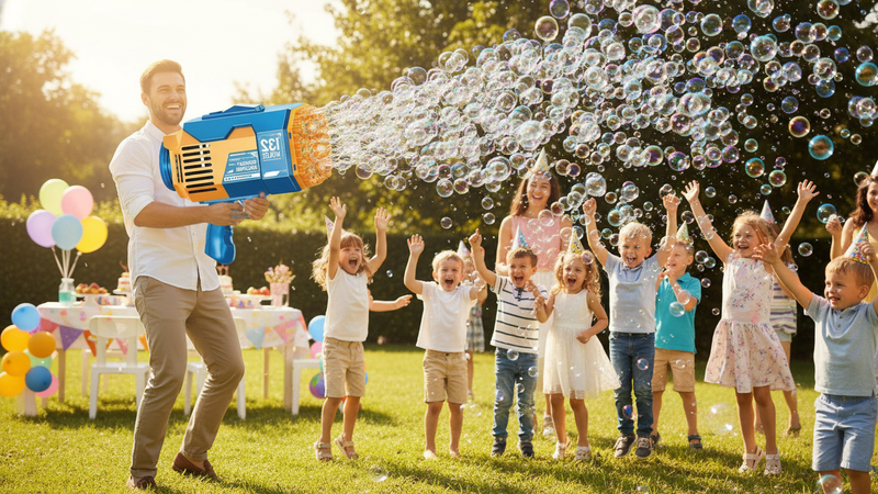 🔥Pistola de Burbujas de 132 Agujeros —¡Miles de burbujas en segundos!🚀