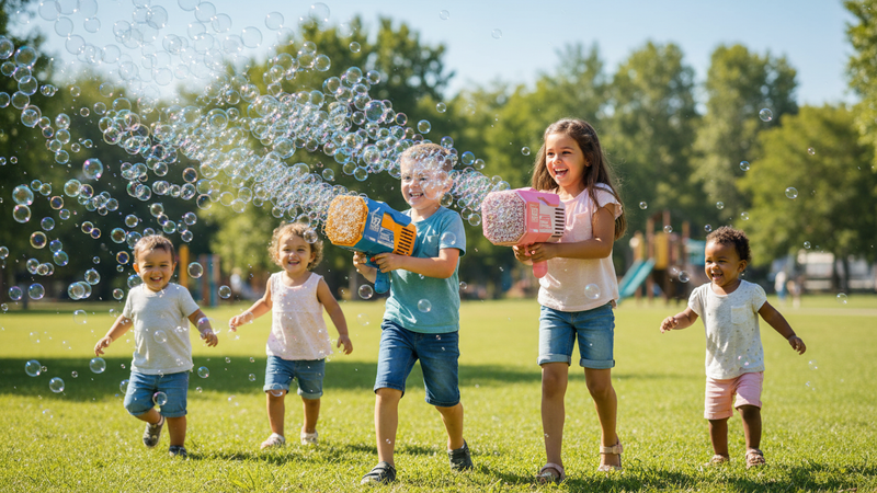 🔥Pistola de Burbujas de 132 Agujeros —¡Miles de burbujas en segundos!🚀