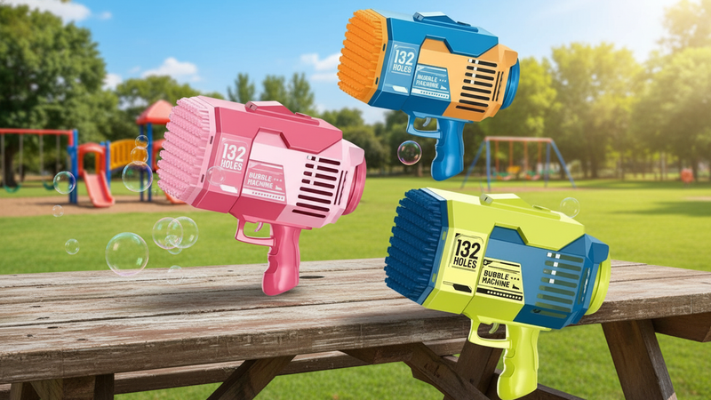 🔥Pistola de Burbujas de 132 Agujeros —¡Miles de burbujas en segundos!🚀