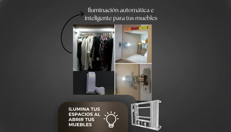💡 Bisagra con Luz LED x2 – Ilumina tus espacios al abrir tus muebles