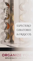 🧂Especiero Giratorio 16 Frascos 🌀 – Orden, estilo y sabor en tu cocina 🍽️